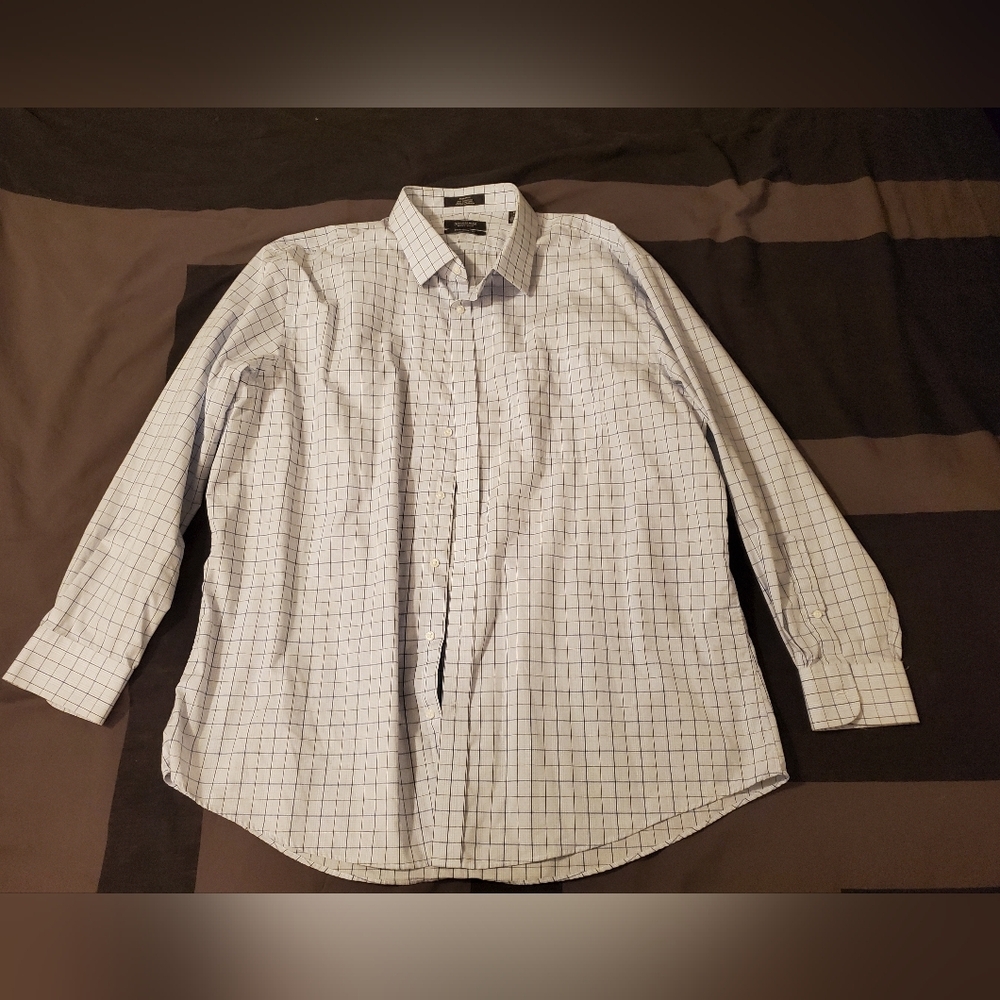 Nordstrom Men's Shop Traditional Fit Long Sleeve Buttondown Collared Blue Shirt